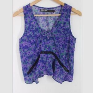 Bimba y Lola S Purple Floral Flowers Full Print Mini Tank Top